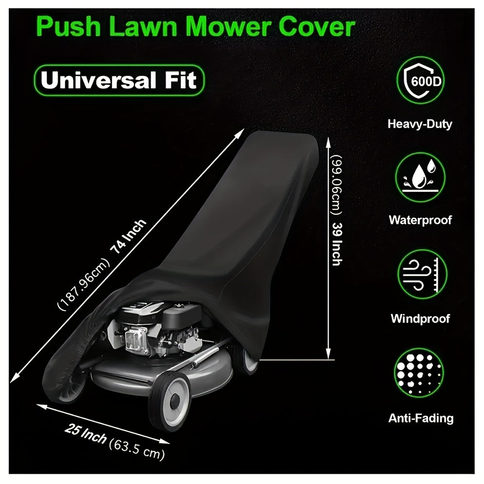 Universal Push Lawn Mower Cover - Heavy-Duty 600D Fabric, Weatherproof, UV & Water-Resistant, Anti-Fading Outdoor Protection
