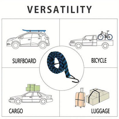 Heavy Duty Bungee Cords with Hooks – Elastic Luggage Straps, Anti-Slip Flat Rope for Motorcycles & Bicycles