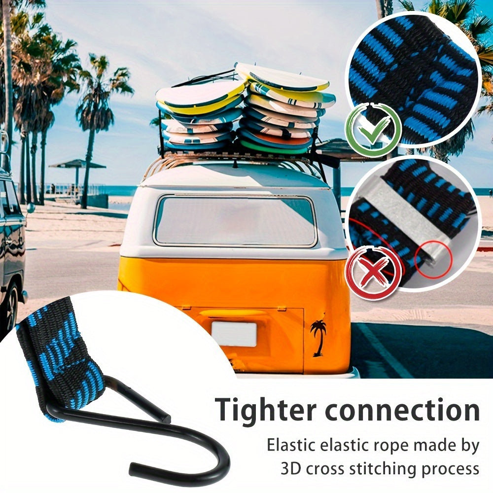 Heavy Duty Bungee Cords with Hooks – Elastic Luggage Straps, Anti-Slip Flat Rope for Motorcycles & Bicycles