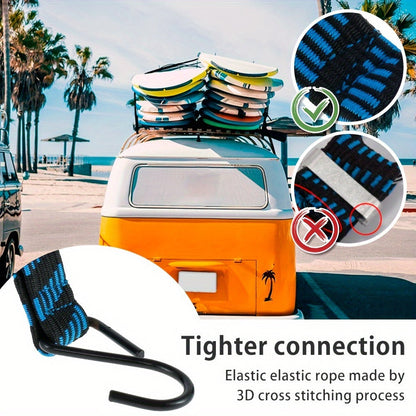 Heavy Duty Bungee Cords with Hooks – Elastic Luggage Straps, Anti-Slip Flat Rope for Motorcycles & Bicycles