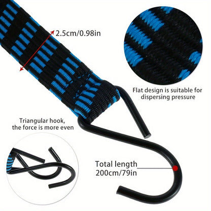 Heavy Duty Bungee Cords with Hooks – Elastic Luggage Straps, Anti-Slip Flat Rope for Motorcycles & Bicycles