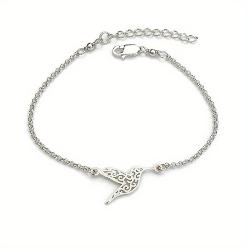 Elegant Stainless Steel Hummingbird Bracelet - Stylish Neutral Accessory for Men & Women, Perfect for Any Occasion