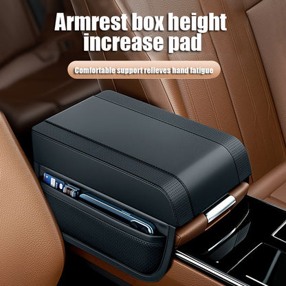 KB-3 Premium Memory Foam Car Armrest Cushion with Storage Bag - Faux Leather, Height Boosting Elbow Support for Enhanced Comfort