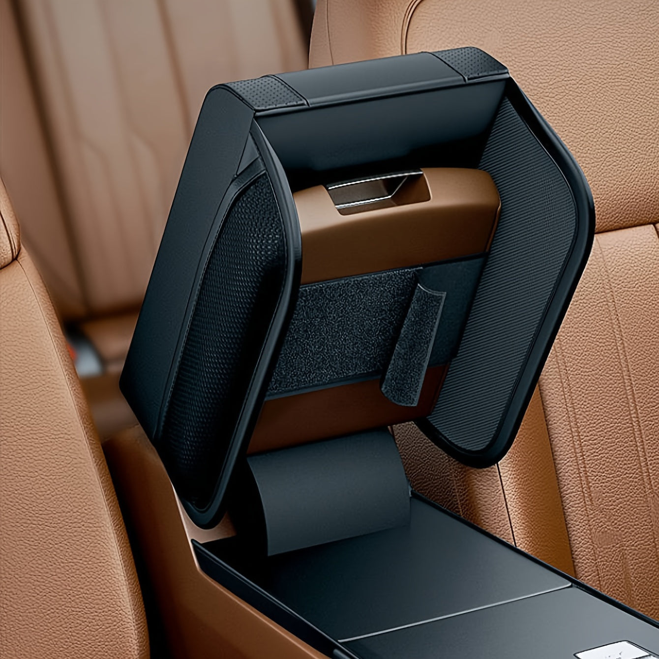 KB-3 Premium Memory Foam Car Armrest Cushion with Storage Bag - Faux Leather, Height Boosting Elbow Support for Enhanced Comfort