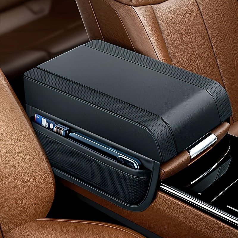 KB-3 Premium Memory Foam Car Armrest Cushion with Storage Bag - Faux Leather, Height Boosting Elbow Support for Enhanced Comfort