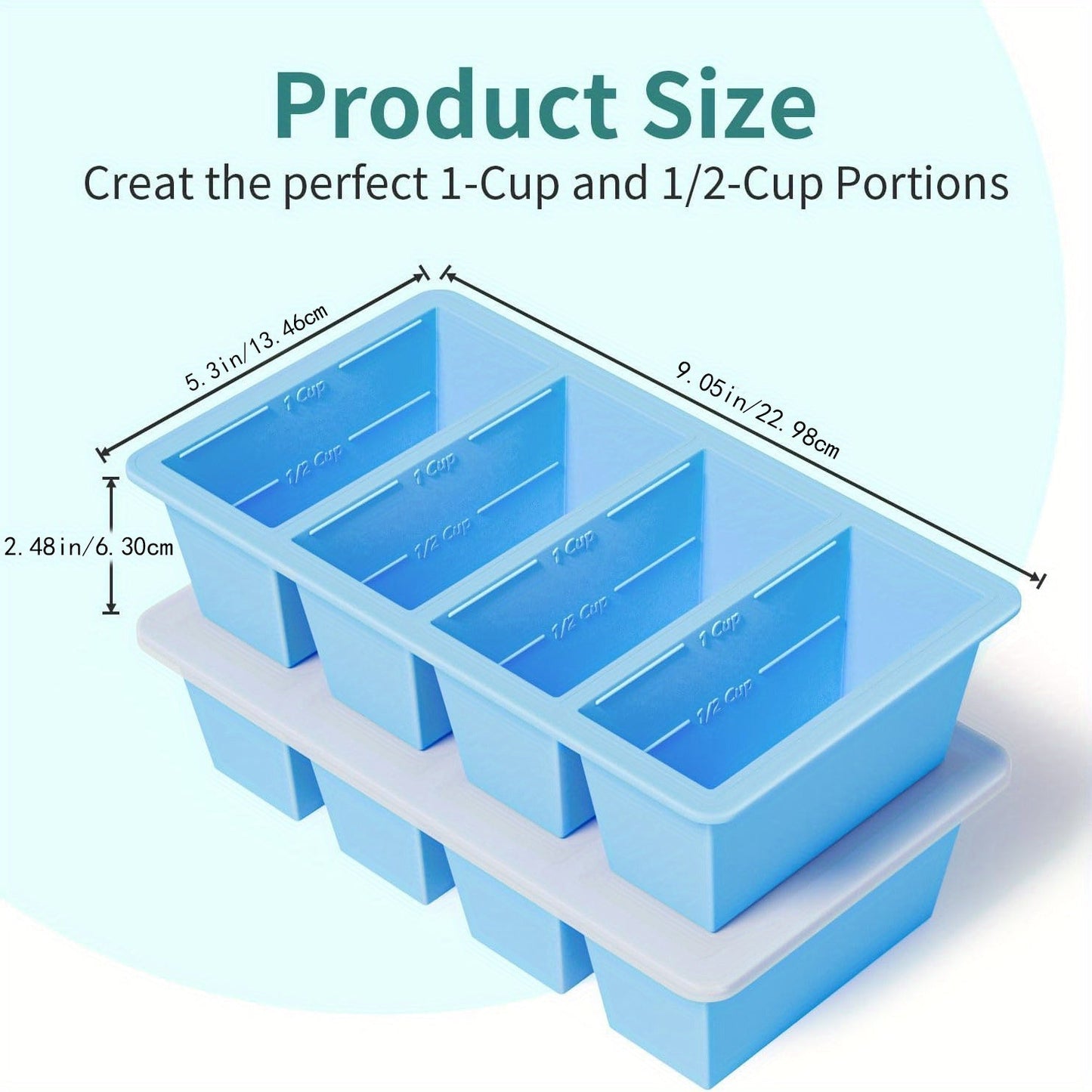 2 Pack Silicone Soup Freezer Trays with Lids – Water Blue, Ideal for Freezing Broth, Sauces & Kitchen Storage