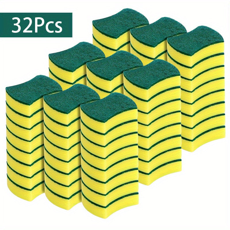 8/16/32pcs Ultra-Absorbent Double-Sided Scouring Sponges - Premium Non-Scratch, Durable, Reusable, Quick-Drying - Ideal for Kitchen and Household Cleaning, Dishwashing