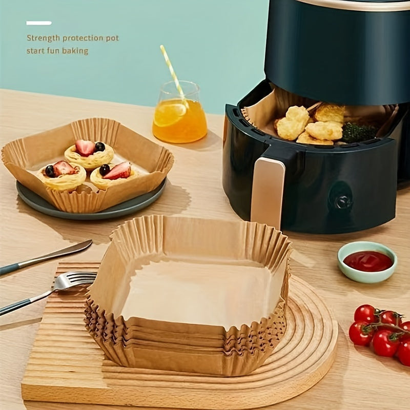50-Pack Air Fryer Liners – Non-Stick Paper Sheets for Baking, Roasting and Microwave, Easy Cleanup, Individual Sheets for Healthier Cooking, Ideal for Hotel and Commercial Use