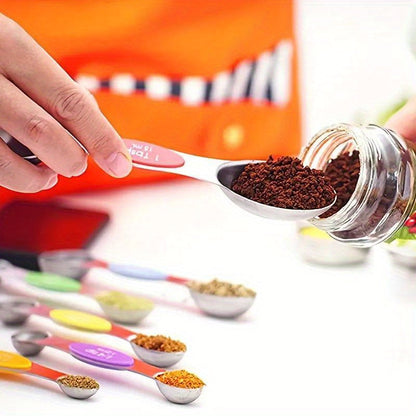 9pcs Premium Stainless Steel Dual-Sided Magnetic Measuring Spoons – Accurate for Liquid & Dry Ingredients, Fits Spice Jars, Ideal for Baking, Cooking, Meal Prep – Eid Al-Adha Mubarak