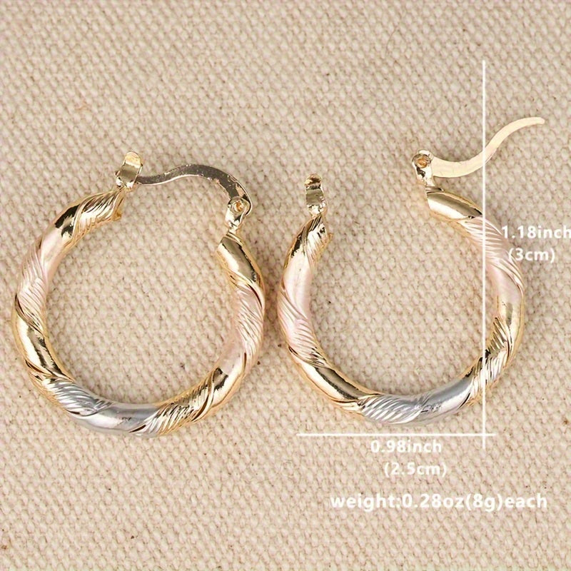 Round Hoop Earrings - Vintage & Bohemian Twisted Pattern Creoles, Casual Wear Jewelry for Wedding & Party, Birthday Gifts for Women