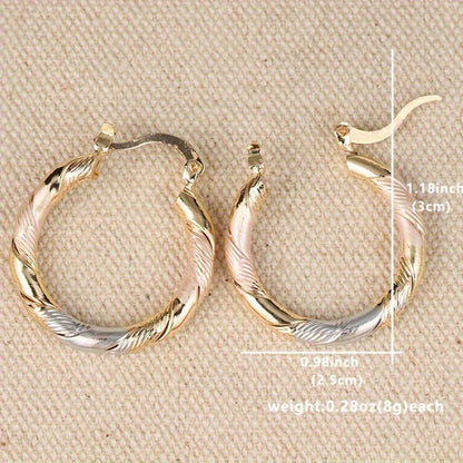 Round Hoop Earrings - Vintage & Bohemian Twisted Pattern Creoles, Casual Wear Jewelry for Wedding & Party, Birthday Gifts for Women