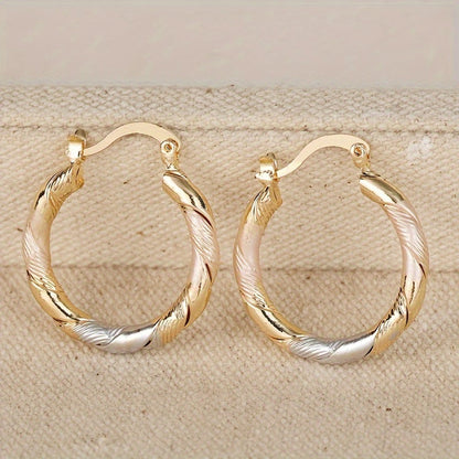 Round Hoop Earrings - Vintage & Bohemian Twisted Pattern Creoles, Casual Wear Jewelry for Wedding & Party, Birthday Gifts for Women