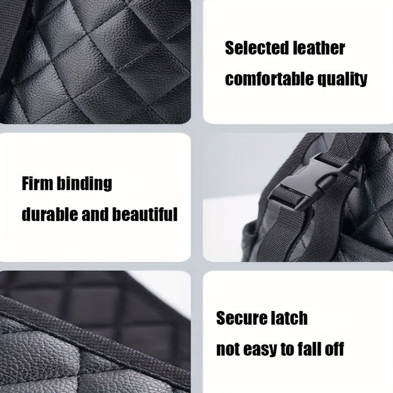 Large Capacity Car Seat Back Organizer – Durable Faux Leather Storage Net Bag for Vehicle Interior Accessories