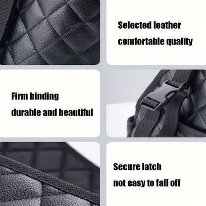 Large Capacity Car Seat Back Organizer – Durable Faux Leather Storage Net Bag for Vehicle Interior Accessories