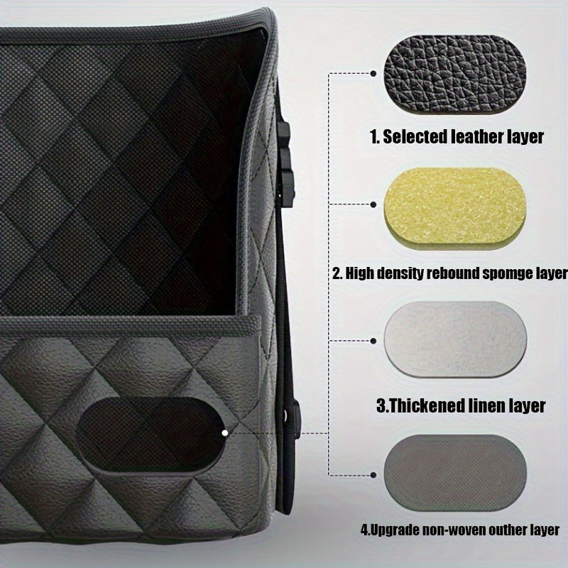 Large Capacity Car Seat Back Organizer – Durable Faux Leather Storage Net Bag for Vehicle Interior Accessories