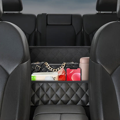 Large Capacity Car Seat Back Organizer – Durable Faux Leather Storage Net Bag for Vehicle Interior Accessories