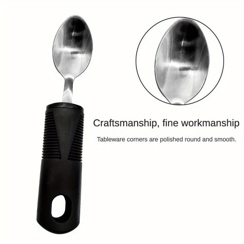 Adaptive Utensils for Elderly – Large Spoon, Fork, Knife with Anti-Shake, Non-Slip Handles, Stainless Steel Silverware for Hand Tremors and Arthritis