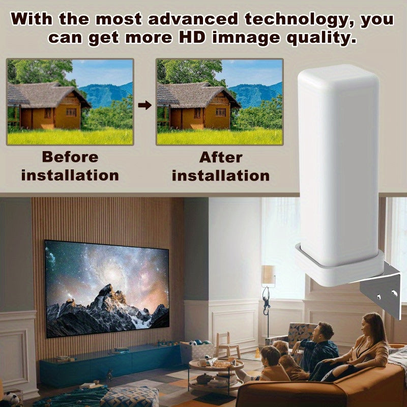 Outdoor TV Antenna 4K Digital HD with 35DBI Signal Booster – Built-in Amplifier, 6000 Miles Range, 1080p HD, Frequency 470-862 MHz