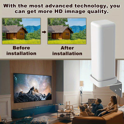 Outdoor TV Antenna 4K Digital HD with 35DBI Signal Booster – Built-in Amplifier, 6000 Miles Range, 1080p HD, Frequency 470-862 MHz