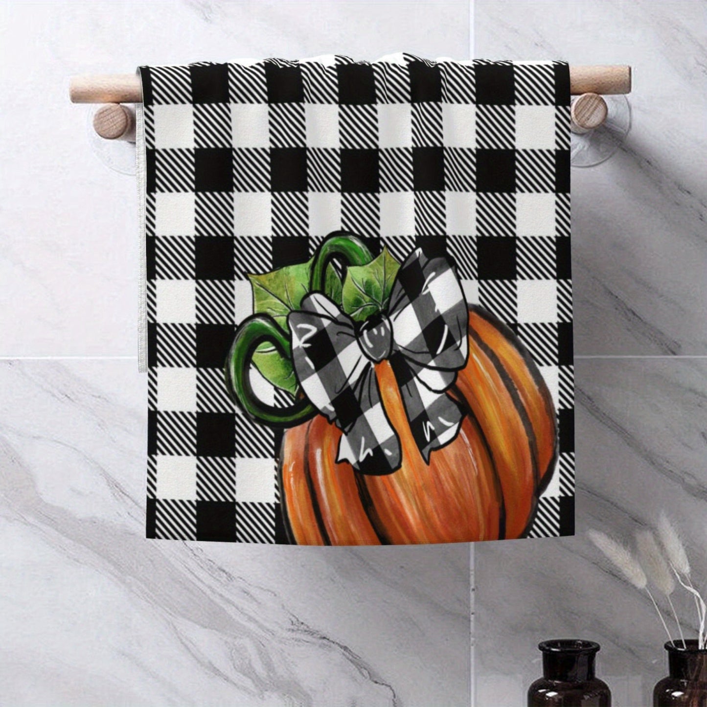 Ultra-Soft Microfiber Kitchen Towels (2/4pcs) – Autumn Harvest and Thanksgiving Themes – Buffalo Plaid and Pumpkins – 18x26” – Perfect for Hand or Dishwashing, Fall Home and Bathroom Decor