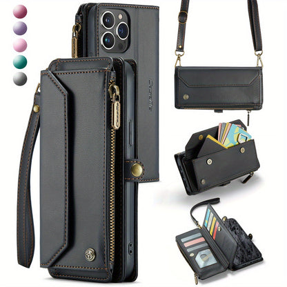 Premium Leather Wallet Phone Case with Wireless Charging and RFID Blocking – Flip Folio Design for iPhone 11/12/13/14/15 Pro Max – Secure and Stylish Protection