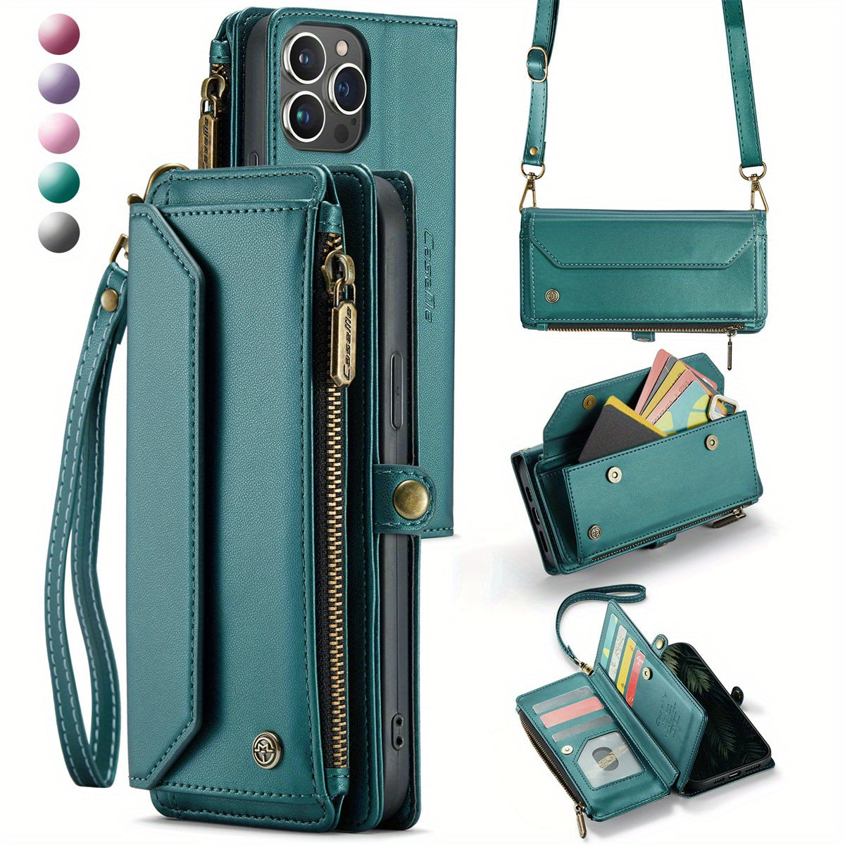 Premium Leather Wallet Phone Case with Wireless Charging and RFID Blocking – Flip Folio Design for iPhone 11/12/13/14/15 Pro Max – Secure and Stylish Protection