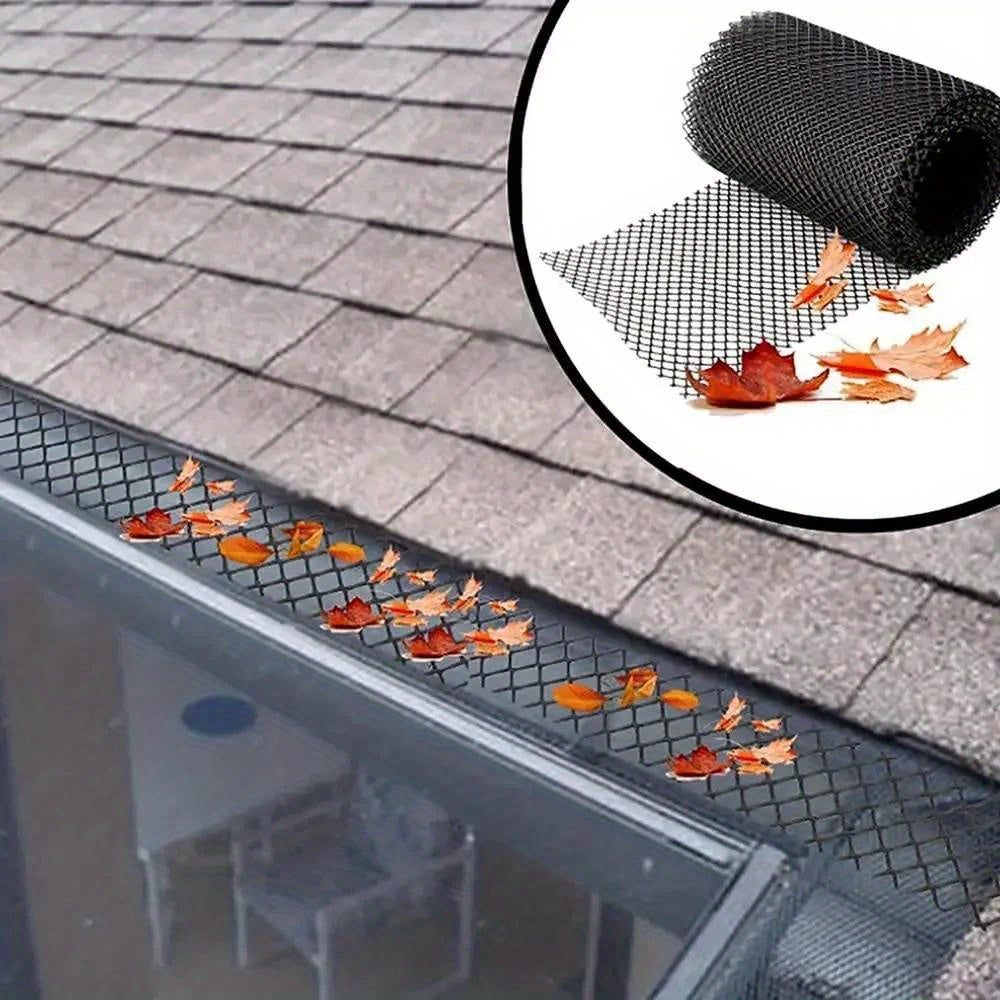 Easy-Install Gutter Guard Mesh – UV-Resistant, Bird & Leaf Proof, 5.91"x236" with Fixing Hooks for Eaves & Garden Protection