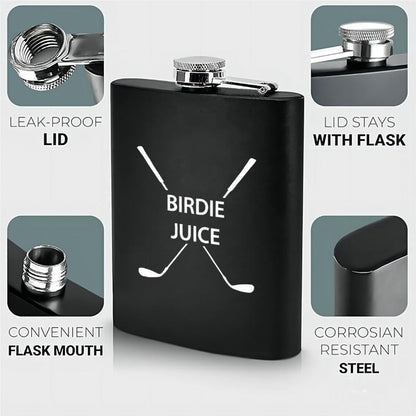 Stainless Steel Golf Birdie Flask - 8oz Matte Hip Flask for Golf Bags, No Electricity Required