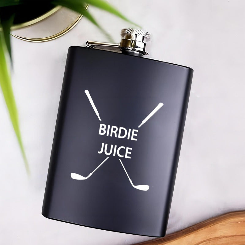 Stainless Steel Golf Birdie Flask - 8oz Matte Hip Flask for Golf Bags, No Electricity Required