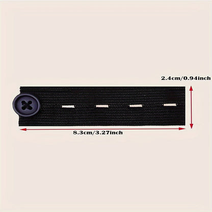 3 Piece Black No-Sew Waist Extender Buttons – Adjustable Cord Locks for Jeans & Pants, for Men & Women