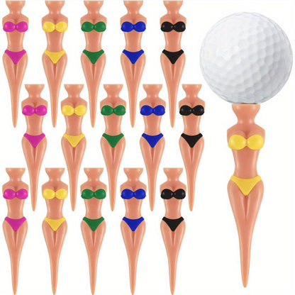 15 Pack Novelty Bikini Golf Tees – 76mm Durable PP Polypropylene, Fun 3 Inch Plastic Golf Pegs, Perfect for Training and Practice