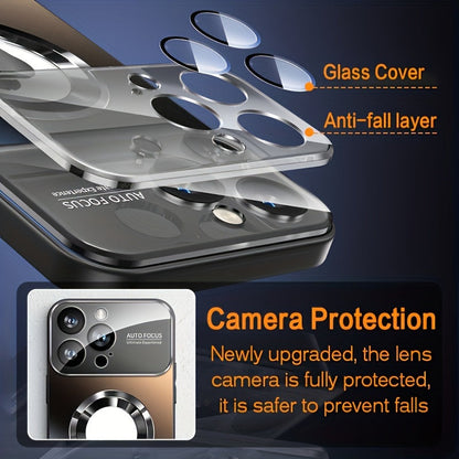 New Titanium Metallic Luxury Matte Phone Case for iPhone 15/14/13/12/11 Pro Max Plus - Magnetic Wireless Charging, Shockproof, Glass Camera Lens Protection