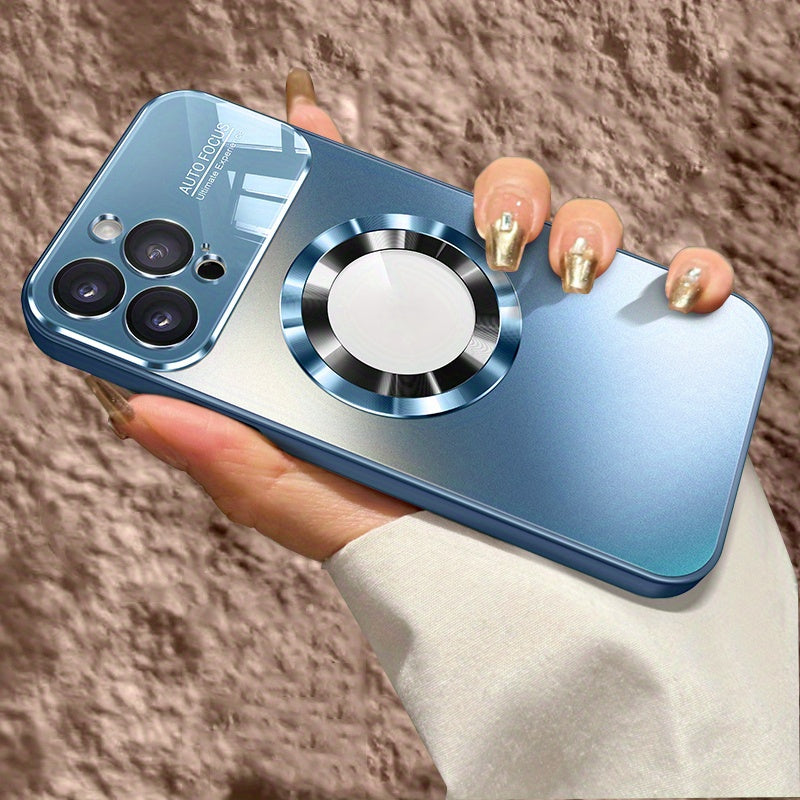 New Titanium Metallic Luxury Matte Phone Case for iPhone 15/14/13/12/11 Pro Max Plus - Magnetic Wireless Charging, Shockproof, Glass Camera Lens Protection