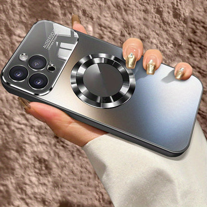 New Titanium Metallic Luxury Matte Phone Case for iPhone 15/14/13/12/11 Pro Max Plus - Magnetic Wireless Charging, Shockproof, Glass Camera Lens Protection