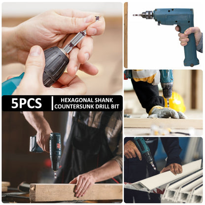 5pcs M35 Cobalt Drill Bit Set with Hex Shank – Precision 82° Tip, Multi-Sized (1/4", 3/8", 1/2", 3/4", 5/8") for Wood & Metal