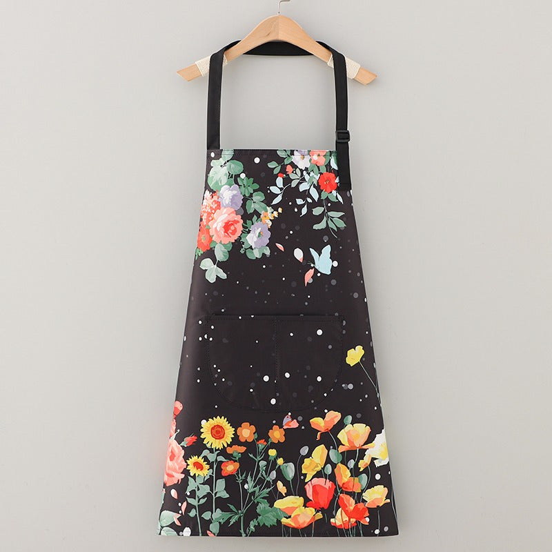 Butterfly Print Waterproof and Oil-Resistant Apron - Durable Polyester Apron for Cooking and Gardening, 1PC
