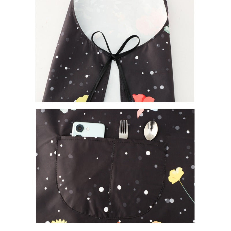 Butterfly Print Waterproof and Oil-Resistant Apron - Durable Polyester Apron for Cooking and Gardening, 1PC