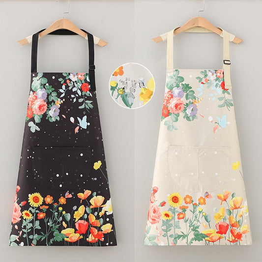 Butterfly Print Waterproof and Oil-Resistant Apron - Durable Polyester Apron for Cooking and Gardening, 1PC