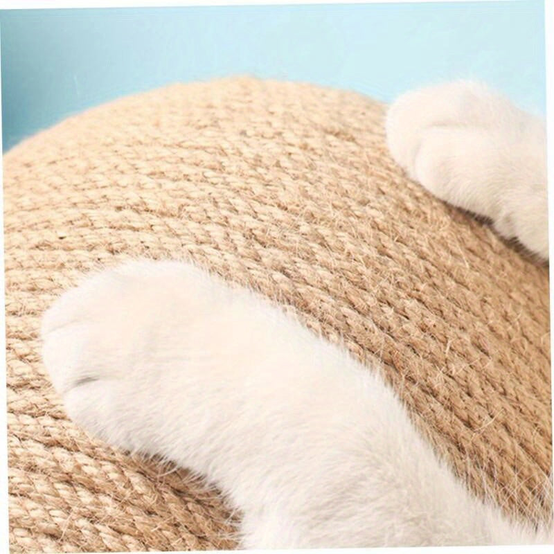 Durable Sisal Cat Scratching Post - Stable Toy for Kittens and Rabbits with Rotating Ball, Wear-Resistant Wooden Base