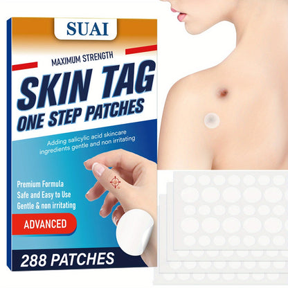 288-Count Maximum Strength Skin Tag Cover Patches - Salicylic Acid, Tea Tree, Calendula, Cica, Castor and Argan Oil Formula - Gentle Care for Warts, Moles, Corns - Easy Application, Safe for Sensitive Skin