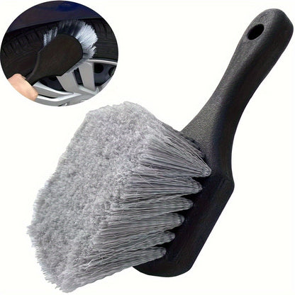 Car Wheel Brush with Soft Bristles - Non-Slip Handle, Scratch-Free Tire Cleaning Tool for Vehicle Detailing