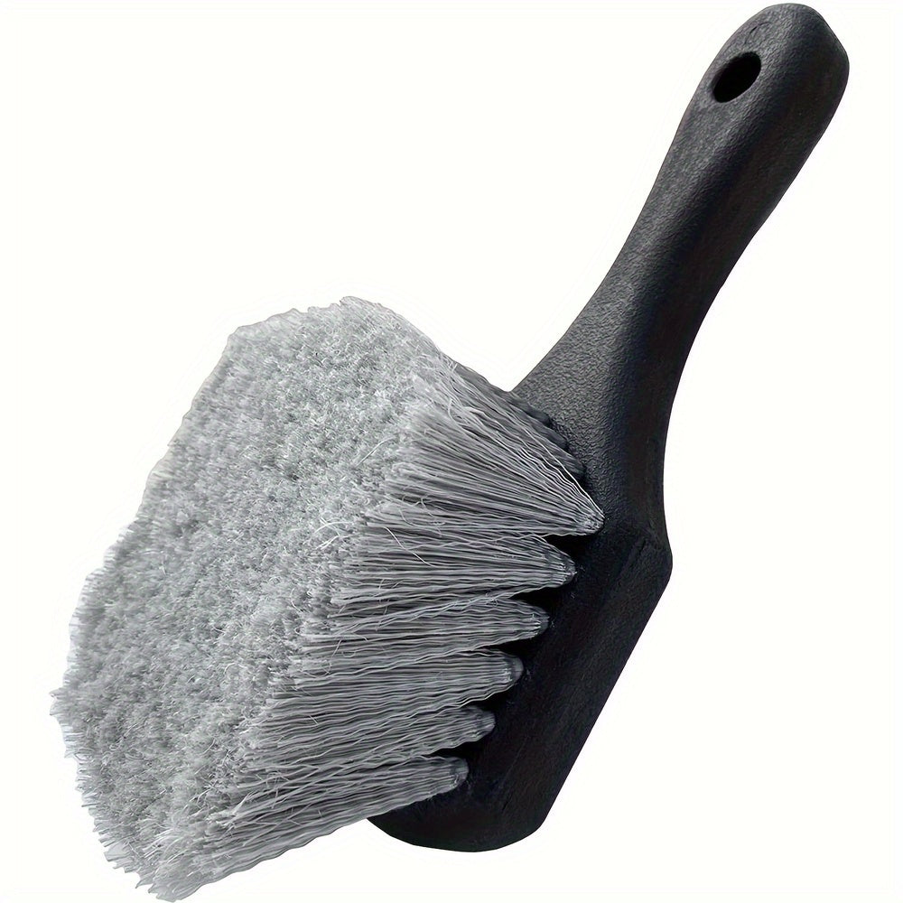 Car Wheel Brush with Soft Bristles - Non-Slip Handle, Scratch-Free Tire Cleaning Tool for Vehicle Detailing