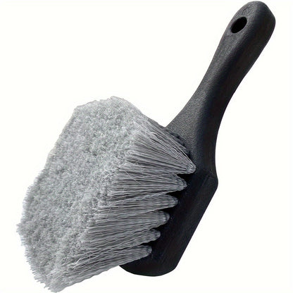 Car Wheel Brush with Soft Bristles - Non-Slip Handle, Scratch-Free Tire Cleaning Tool for Vehicle Detailing