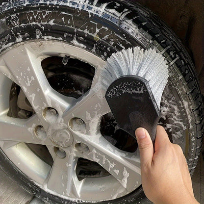Car Wheel Brush with Soft Bristles - Non-Slip Handle, Scratch-Free Tire Cleaning Tool for Vehicle Detailing