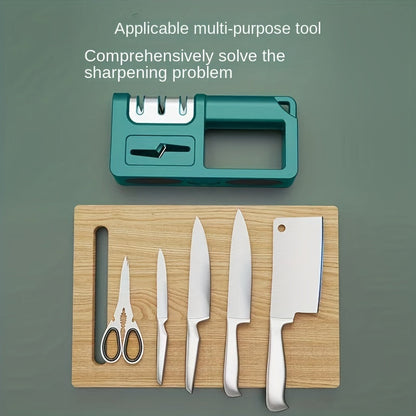 Diamond Sharpening Stone - Multi-Functional 4-in-1 Quick Manual Sharpener for Kitchen Knives, Scissors and Tools, Coarse and Fine Slots, Household Sharpener