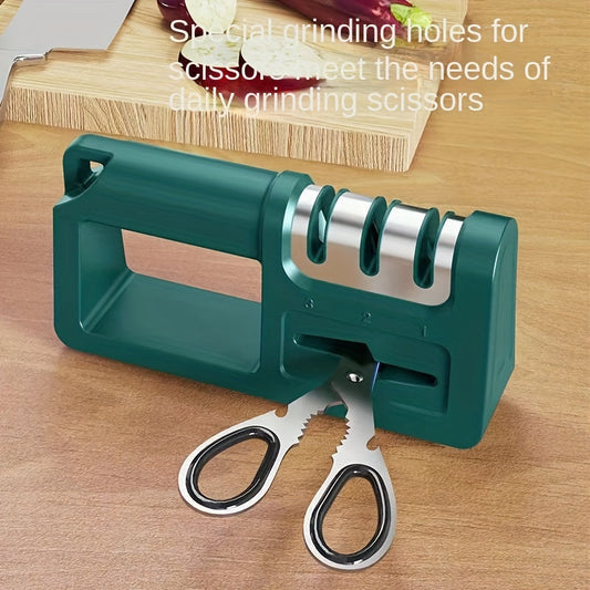 Diamond Sharpening Stone - Multi-Functional 4-in-1 Quick Manual Sharpener for Kitchen Knives, Scissors and Tools, Coarse and Fine Slots, Household Sharpener