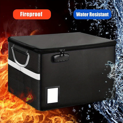 File Box with Lock - Fireproof and Anti-Static Storage Organizer, Collapsible Document Box with Handle, Portable Home Office Safe for Letter/Legal Folders