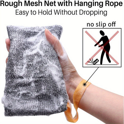 6 Pcs/Pack Soap Pocket Exfoliating Soap Saver Pouch – Gray Mesh Bar Soap Foam Lather Pouch for Bath or Shower