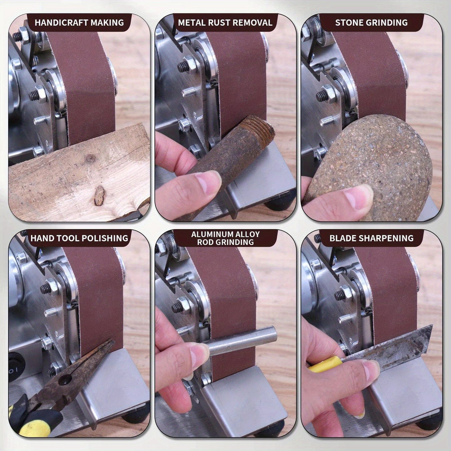 Electric Mini Belt Sander - DIY Multifunctional Polishing Grinding Machine, Adjustable 7-Speed Control, Plug Powered 110-240V, Includes Case, No Battery Needed