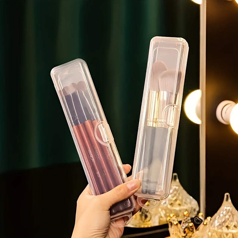 Premium Clear Plastic Makeup Brush Holder - Dustproof, Portable Organizer with Secure Closure - Ideal for Cosmetics, Skincare, and Makeup Artists